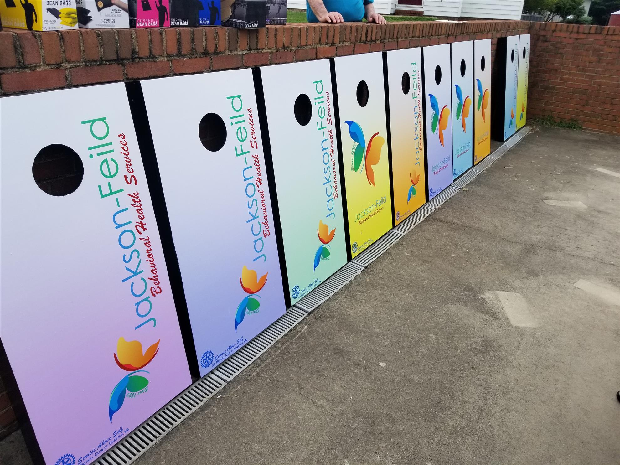 Chester Rotary Builds Cornhole Boards for Jackson Feild Youth Rotary